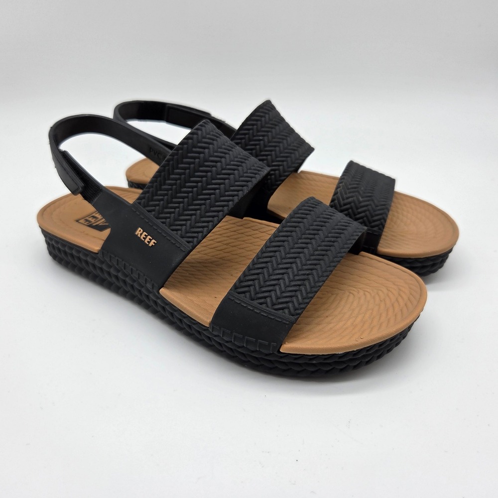 Reef Vista Hi Sandals Womens Size 6 Black Water Friendly Platform Strappy